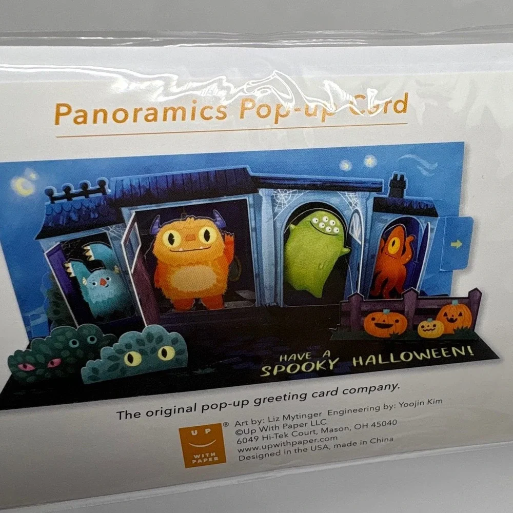 Up With Paper Haunted Monsters Halloween Panoramics Pop-Up Light Up Card‎